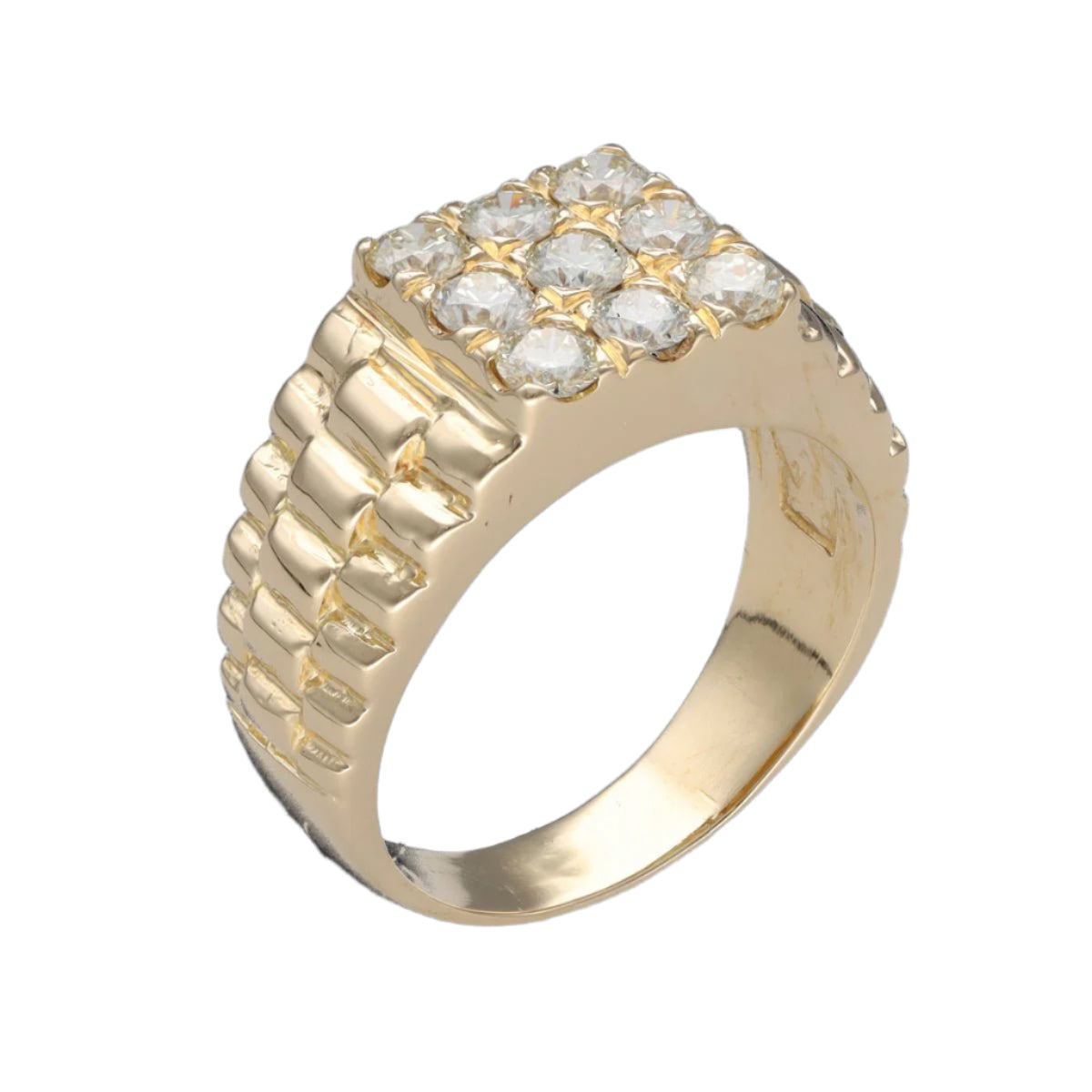 Bague Chevalière en or jaune 18k avec 1,00 Ct de diamants brillants. Taille 59 - Castafiore