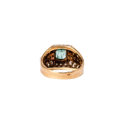 Bague Chevalière en or jaune, émeraude et diamants - Castafiore