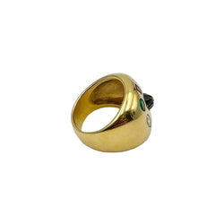 Bague Chevalière en or jaune, émeraudes, rubis, saphirs et diamants - Castafiore