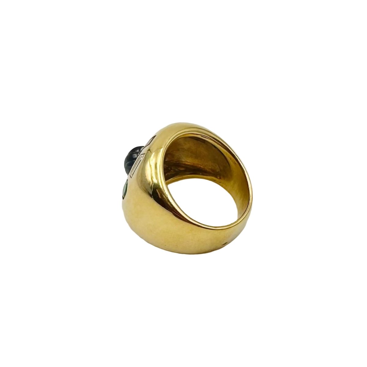 Bague Chevalière en or jaune, émeraudes, rubis, saphirs et diamants - Castafiore