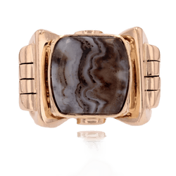Bague Chevalière en or jaune et agate - Castafiore