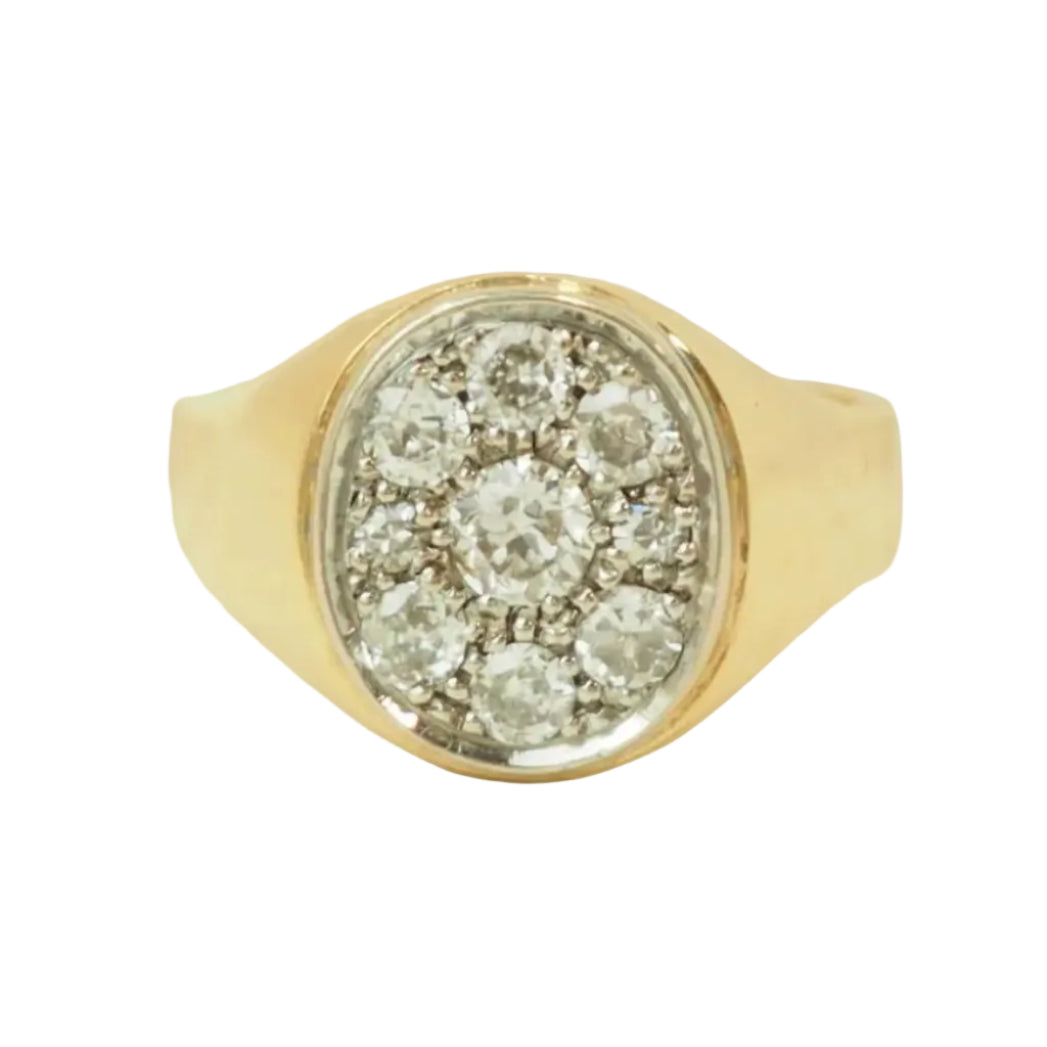 Bague Chevalière en or jaune et diamants - Castafiore