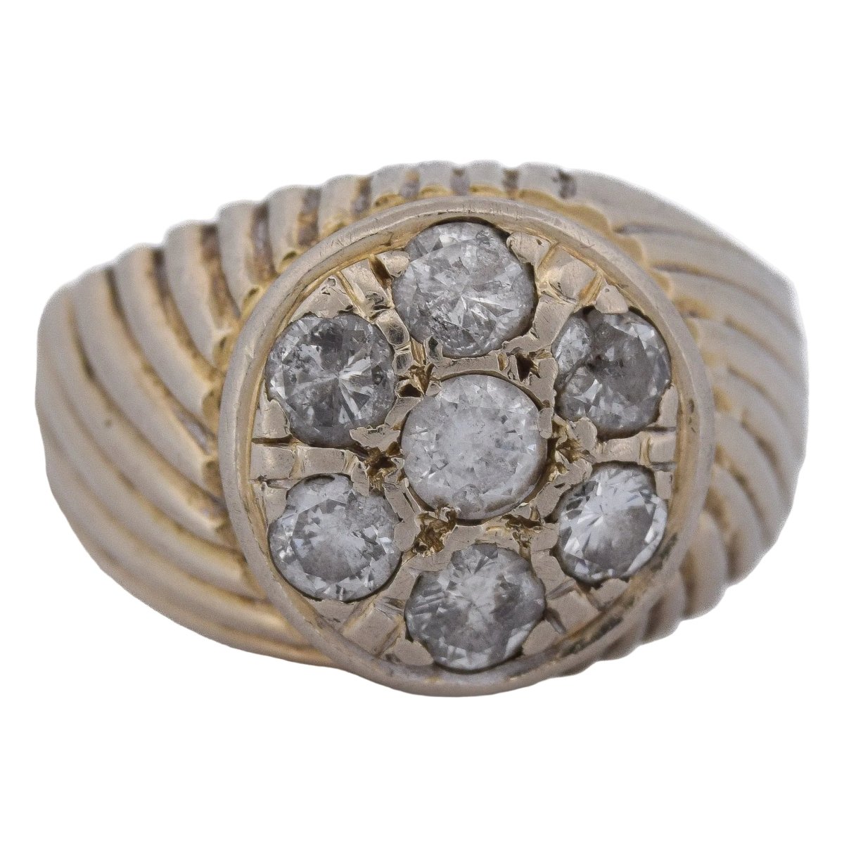 Bague Chevalière en or jaune et diamants - Castafiore