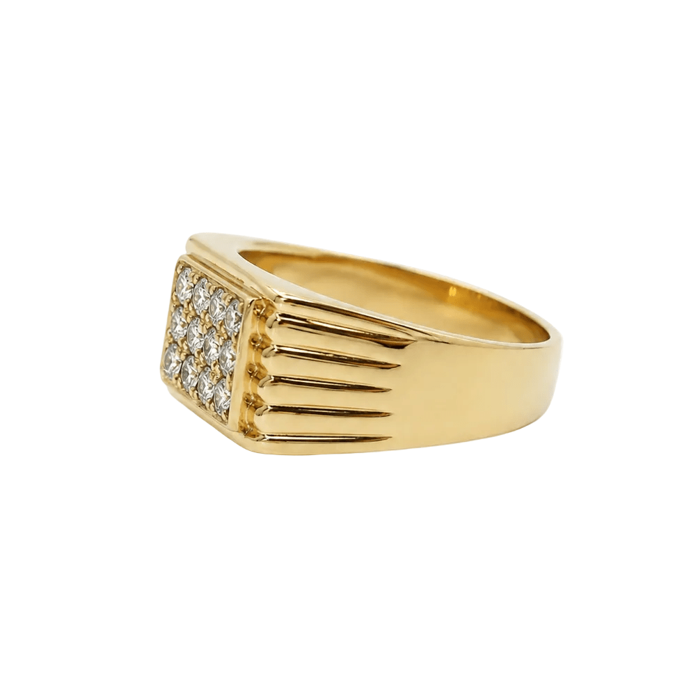 Bague Chevalière en or jaune et diamants - Castafiore