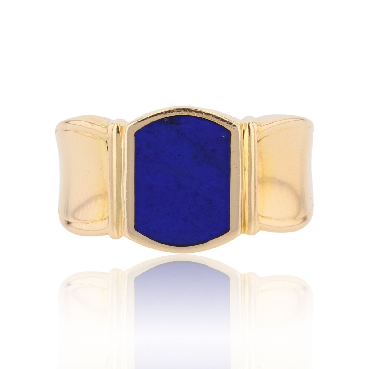 Bague chevalière en or jaune et lapis lazuli - Castafiore