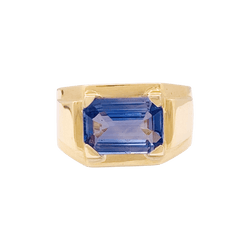 Bague Chevalière en or jaune et saphir - Castafiore