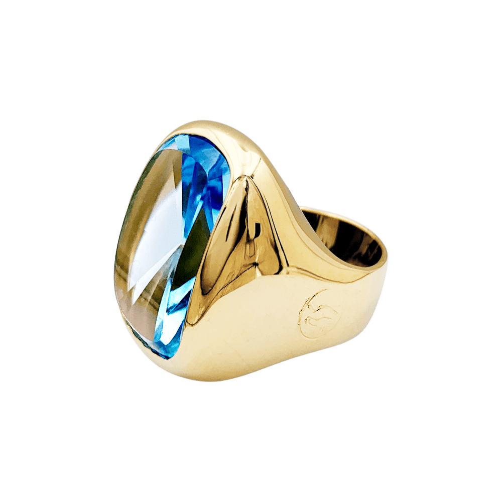 Bague Chevalière en or jaune et topaze - Castafiore