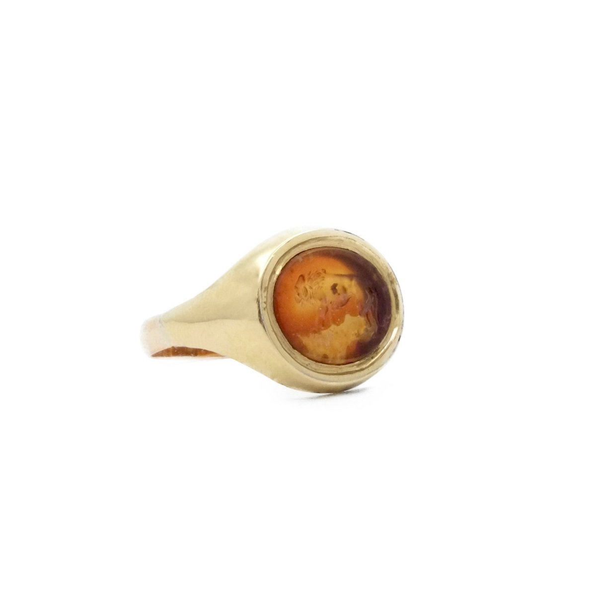 Bague chevalière en or jaune et verre - Castafiore