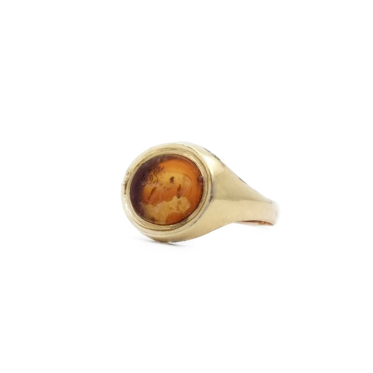 Bague chevalière en or jaune et verre - Castafiore
