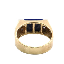 Bague Chevalière en or jaune, lapis - lazuli et diamants - Castafiore