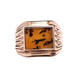 Bague Chevalière en or rose et agate - Castafiore