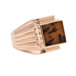 Bague Chevalière en or rose et agate - Castafiore