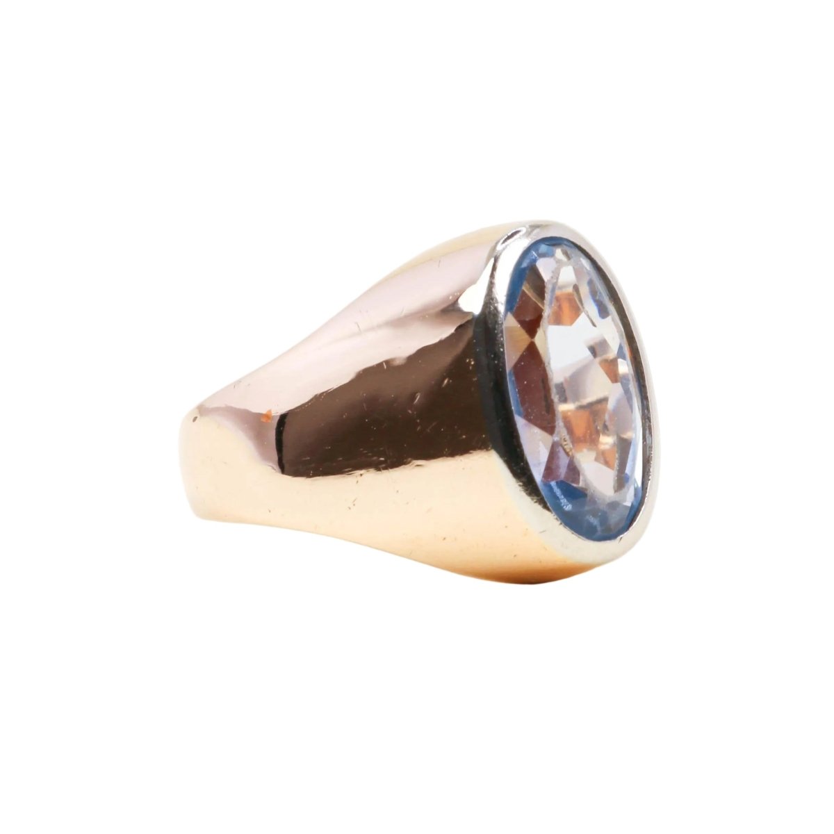 Bague Chevalière en or rose et aigue-marine - Castafiore