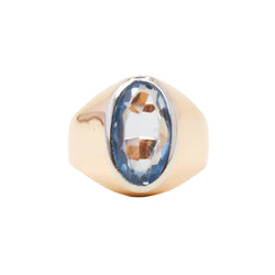 Bague Chevalière en or rose et aigue-marine - Castafiore