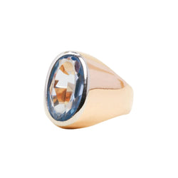 Bague Chevalière en or rose et aigue-marine - Castafiore
