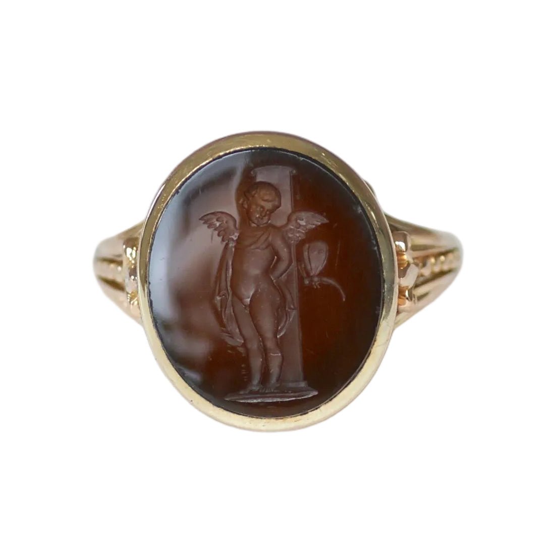 Bague Chevalière en or rose et cornaline - Castafiore