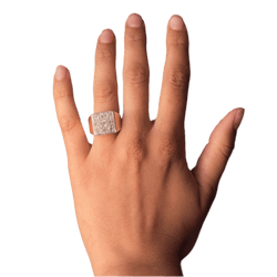 Bague Chevalière en or rose, platine et diamants - Castafiore