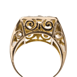 Bague Chevalière en or rose, platine et diamants - Castafiore