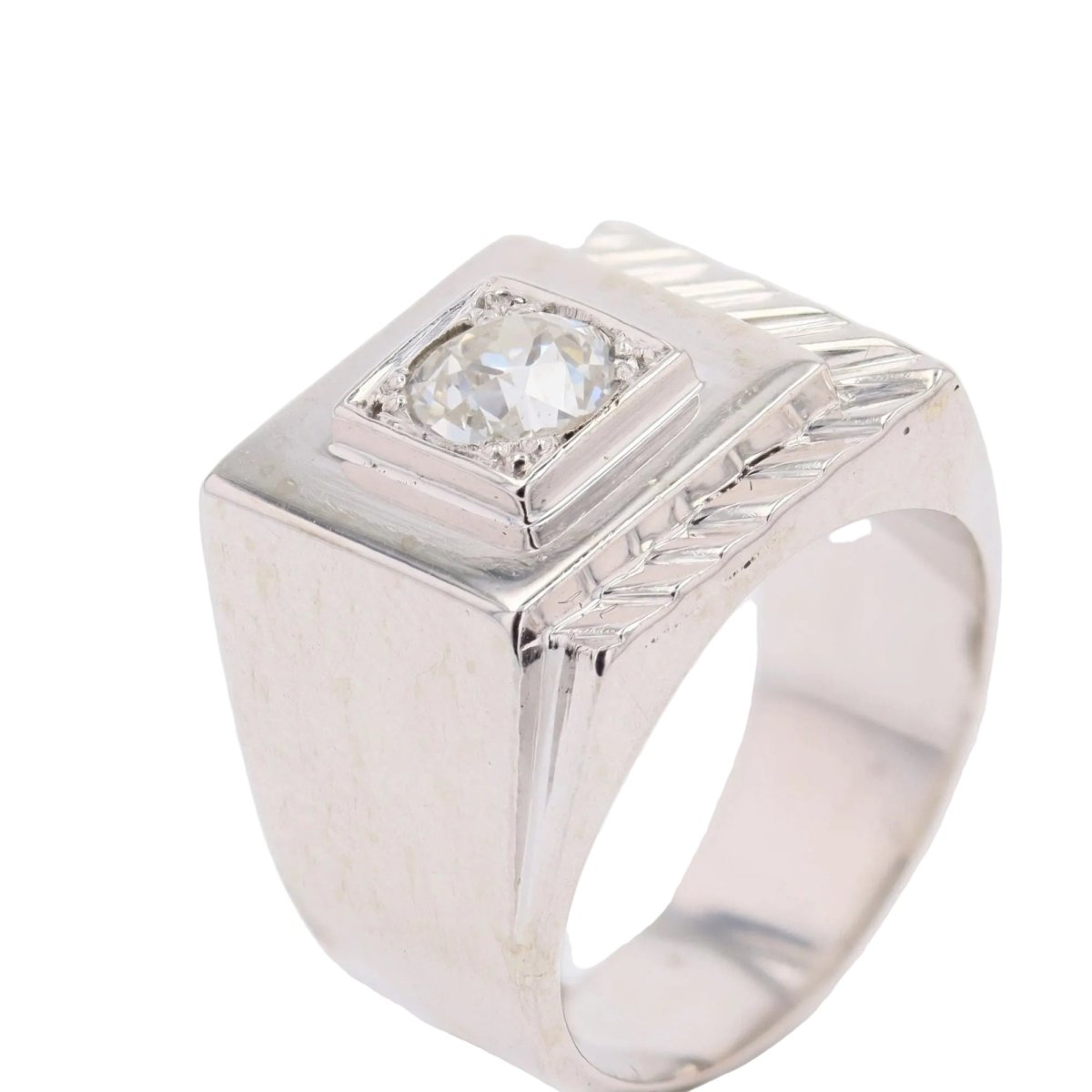 Bague Chevalière en platine et diamant - Castafiore