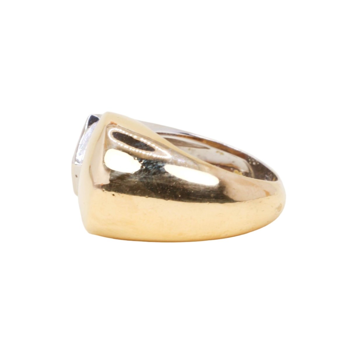 Bague Chevalière FRED en or jaune, or blanc et diamants - Castafiore