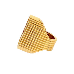 Bague Chevalière MARIE LICHTENBERG "Heart Mini Scap" en or jaune, émail et diamants - Castafiore
