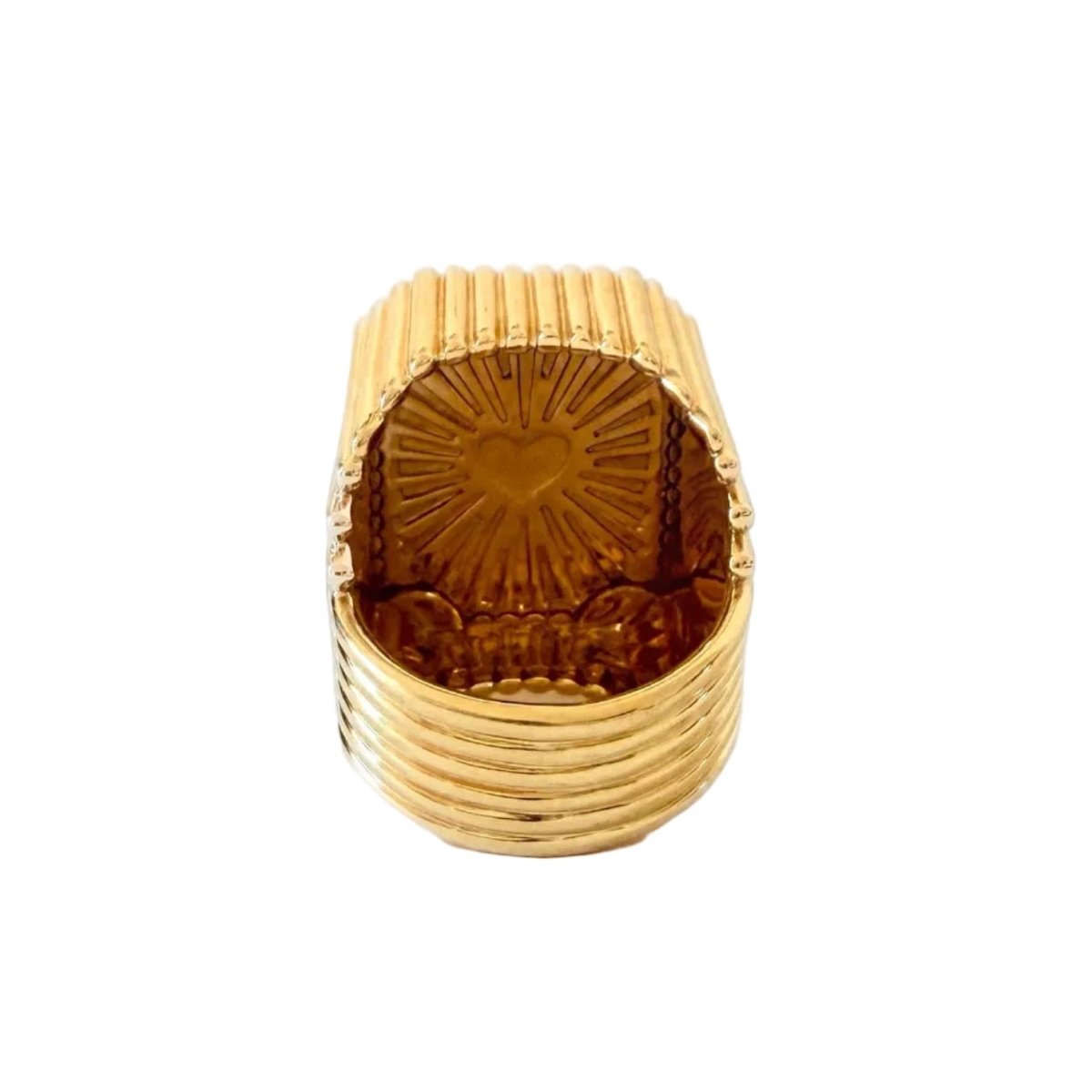 Bague Chevalière MARIE LICHTENBERG "Heart Mini Scap" en or jaune, émail et diamants - Castafiore