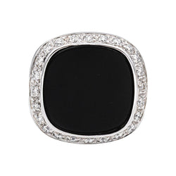 Bague Chevalière Or blanc Onyx - Castafiore