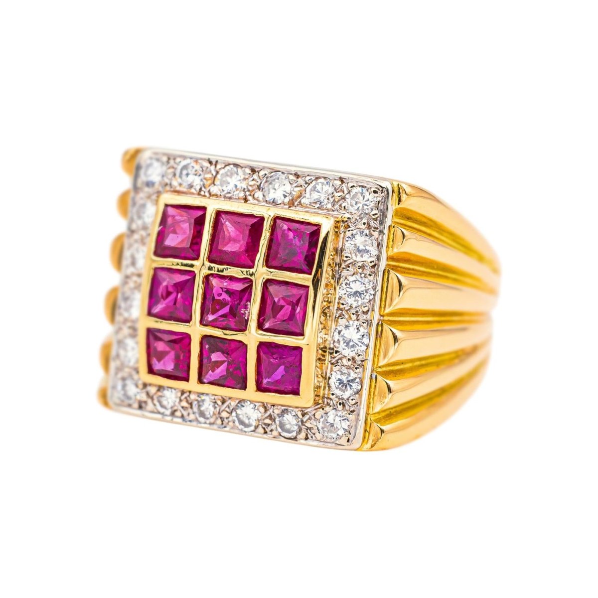 Bague Chevalière Or jaune Rubis - Castafiore