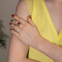 Bague Chevalière Or jaune Rubis - Castafiore