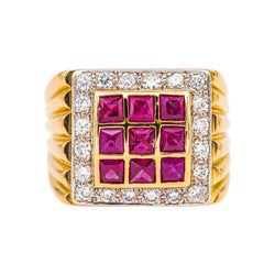 Bague Chevalière Or jaune Rubis - Castafiore