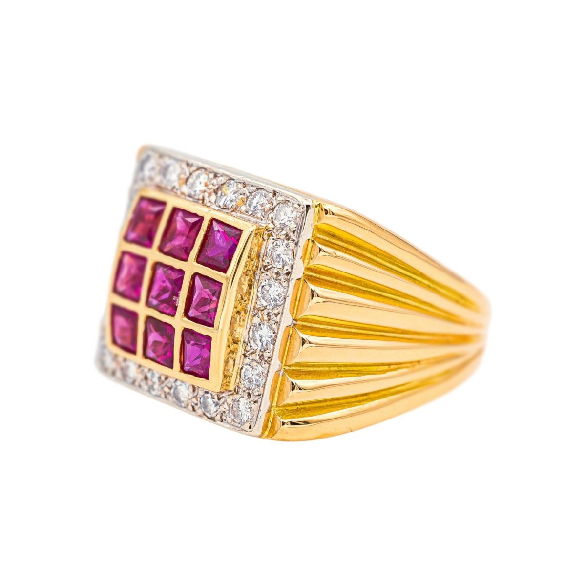 Bague Chevalière Or jaune Rubis - Castafiore