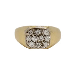 Bague chevalière pavage en or jaune et diamants - Castafiore