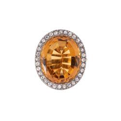 Bague Citrine en or jaune, citrine ovale et diamants - Castafiore