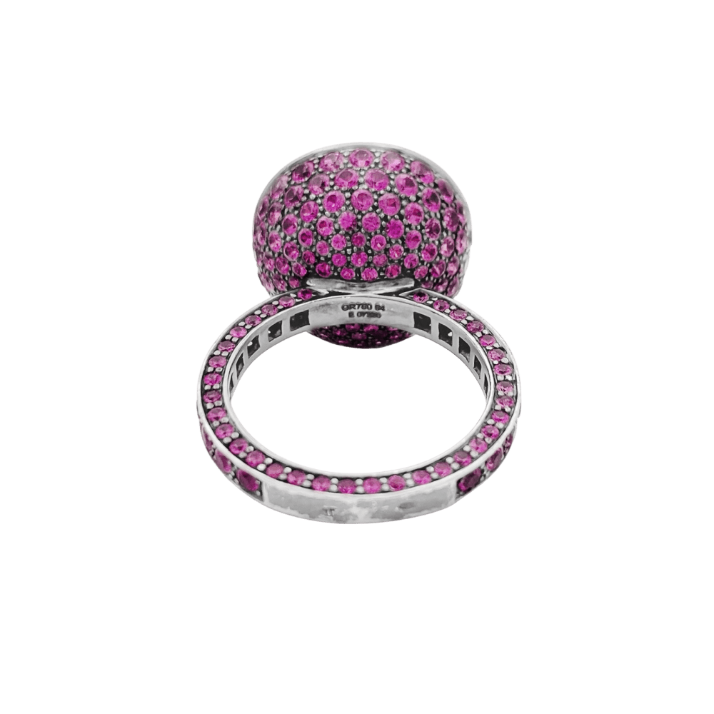 Bague Cocktail BOUCHERON "Liz" en or blanc, tourmaline et saphirs - Castafiore