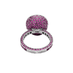 Bague Cocktail BOUCHERON "Liz" en or blanc, tourmaline et saphirs - Castafiore