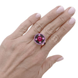 Bague Cocktail BOUCHERON "Liz" en or blanc, tourmaline et saphirs - Castafiore