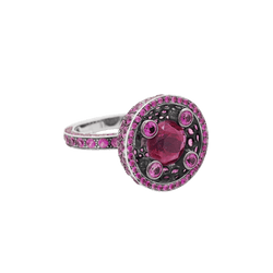 Bague Cocktail BOUCHERON "Liz" en or blanc, tourmaline et saphirs - Castafiore