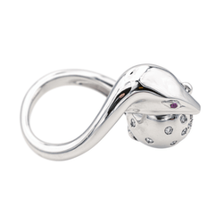 Bague Cocktail BOUCHERON "Trouble" or blanc, rubis et diamants - Castafiore