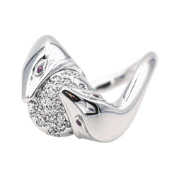 Bague Cocktail BOUCHERON "Trouble" or blanc, rubis et diamants - Castafiore
