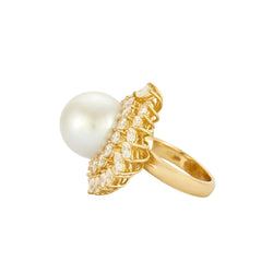 Bague Cocktail BUCHERER en or jaune, perle et diamants - Castafiore