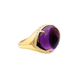 Bague Cocktail BULGARI "Sassi Mediterranean Eden" en or jaune, améthyste et diamants - Castafiore