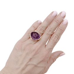 Bague Cocktail BULGARI "Sassi Mediterranean Eden" en or jaune, améthyste et diamants - Castafiore