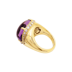 Bague Cocktail BULGARI "Sassi Mediterranean Eden" en or jaune, améthyste et diamants - Castafiore