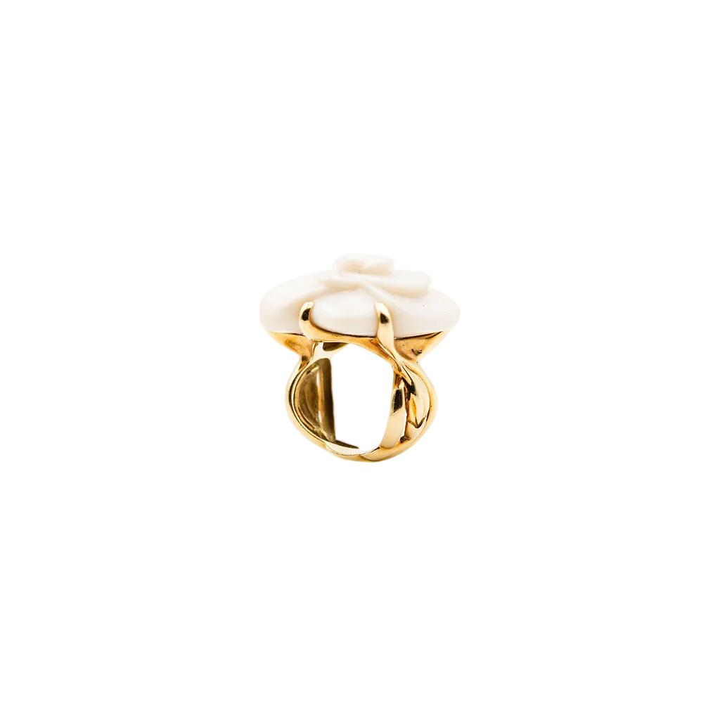 Bague Cocktail CHANEL "Camélia" en or jaune et agate - Castafiore