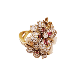 Bague Cocktail CHAUMET "Aube de Rosée" en or rose, opales, saphir, tourmalines et diamants - Castafiore