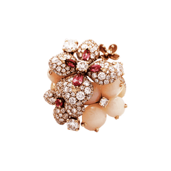 Bague Cocktail CHAUMET "Aube de Rosée" en or rose, opales, saphir, tourmalines et diamants - Castafiore