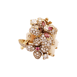 Bague Cocktail CHAUMET "Aube de Rosée" en or rose, opales, saphir, tourmalines et diamants - Castafiore