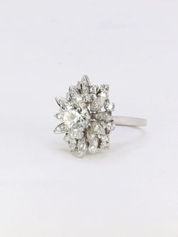 Bague cocktail diamants taille ancienne 3.98 carat - Castafiore