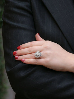 Bague cocktail diamants taille ancienne 3.98 carat - Castafiore