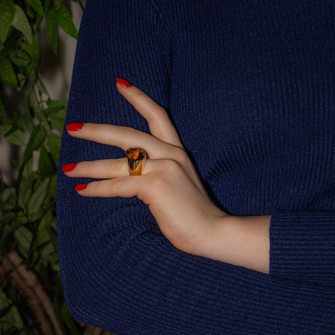 Bague Cocktail DINH VAN "Asymétrique" en or jaune et citrine - Castafiore